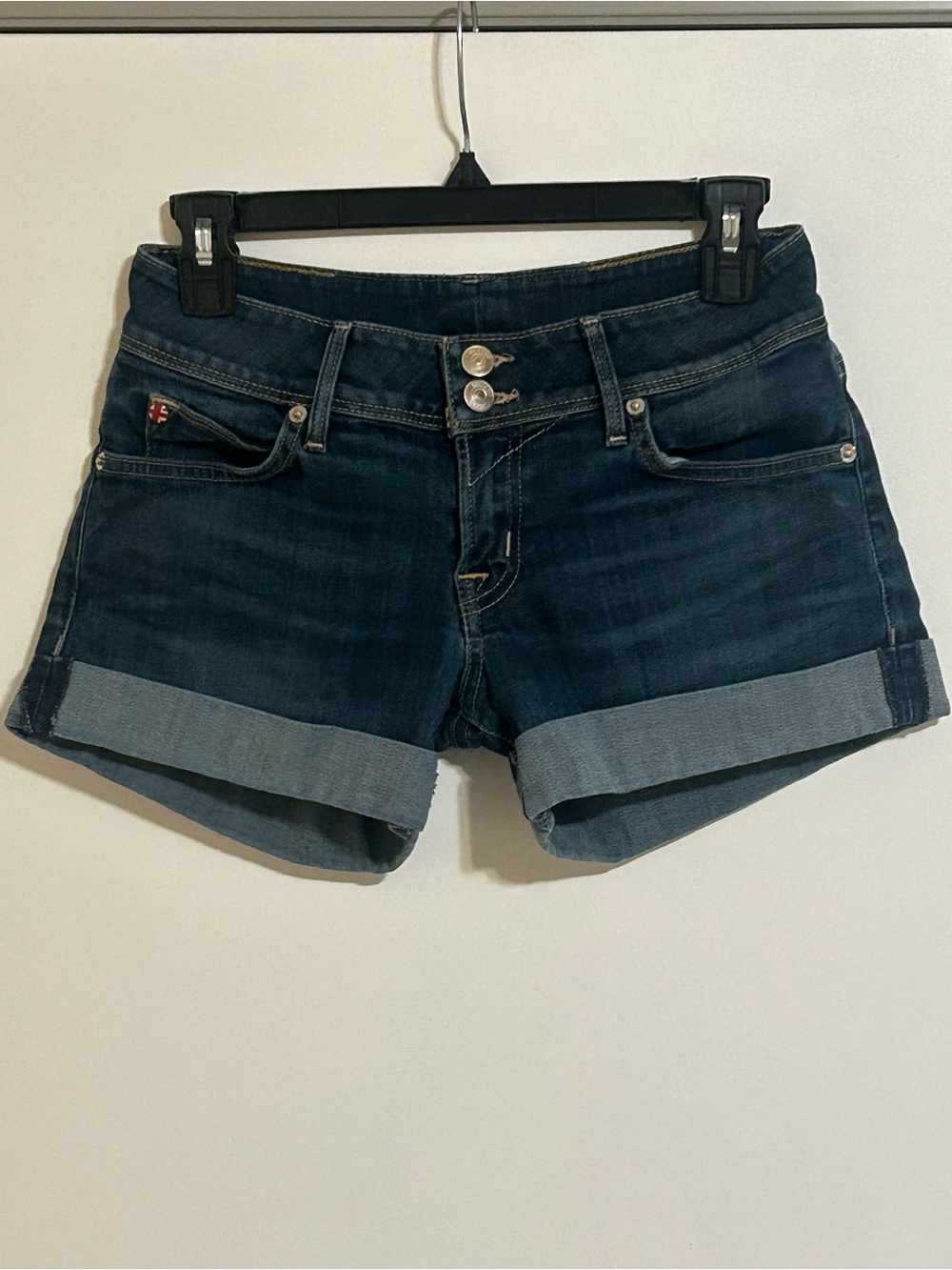 Hudson Dark Wash Denim Cuffed Womens Shorts
